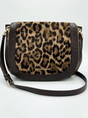 Michael Kors Bedford Boutique Leopard Haircalf Crossbody Bag + Dust Bag